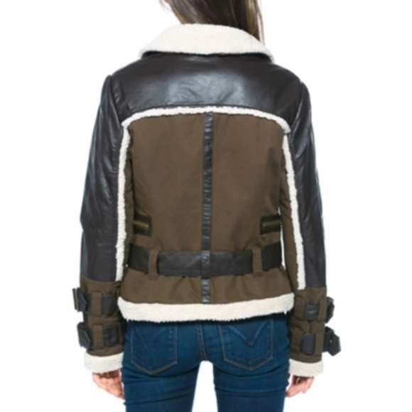 LAST 1 - Leather Sherpa Canvas Coat - Picture 4 of 4